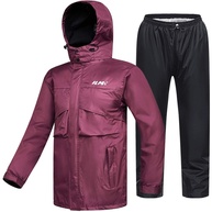 ILM Roupa de chuva masculina para motocicleta, impermeável, resistente ao desgaste, protetora, 6 bolsos, conjunto de 2 peças com jaqueta e calça - imagem 1
