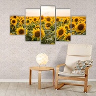 Quadros Decorativos Mosaico MDF Campo de Girassóis 115x60cm - Arte Rústica para Ambientes Iluminados - imagem 5
