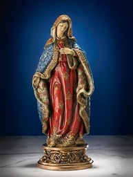 Estátua do Imaculado Coração de Maria - Resina Pintada à Mão com Detalhes Dourados | 24cm | Ideal para Decoração Religiosa - imagem 3