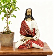 Jesus Cristo Meditando em Resina Branca 22cm - Imagem de Espiritualidade e Paz - imagem 1