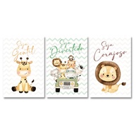 Kit 3 Quadros Safari Infantil - Decore o Quarto com Estilo e Imaginação - imagem 1