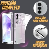 Kit Capa Samsung A36 Anti Impacto Transparente + Película Vidro 3D Cobertura Total - imagem 4