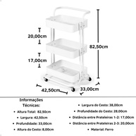 Carrinho Organizador 3 Prateleiras: Seu Espaço Impecável! - imagem 2