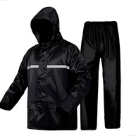 Conjunto de Capa de Chuva Impermeável para Motociclistas e Motoboys em PVC com Faixas Refletivas, Jaqueta com Capuz e Calça, GG, Cor Preta, Proteção Completa contra Chuva e Vento - imagem 1