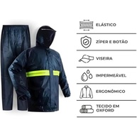 Capa de Chuva Para Motoqueiro Impermeável Azul Capa para Motoboy com Touca Faixa Refletiva e Proteção - imagem 3