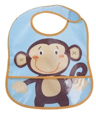 Girotondo Baby Babador Amigo Macaco Azul - Impermeável com Bolso Frontal e Ajuste Colante - imagem 1