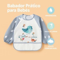 Babador Impermeável Infantil, Manga Longa com Velcro, Bolso para Migalhas, Design Divertido - imagem 4