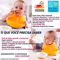 Babador De Silicone Bebê Impermeável Cata Migalhas Colarinho Ajustável - Rosa - imagem 3