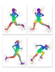 Conjunto de 4 Impressões de Arte de Parede Girl Runner 20x25cm - Design Abstrato para Corredores e Atletas - imagem 2