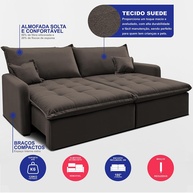 Sofá Retrátil 1,60m Luna: Conforto e Cama inBox - imagem 2