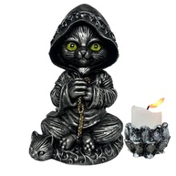 Gato Bruxo Wicca em Resina com Castiçal - Decoração Mística e Porta-Incensos 2 em 1 - imagem 1