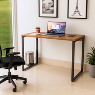 Mesa Escrivaninha Premium Estilo Industrial 100x50cm - Design Moderno em MDF Freijó e Aço - imagem 1