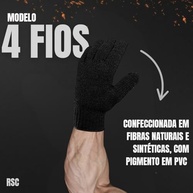 10 Luvas EPI PRETA Profissionais PJ E INDÚSTRIAS 4 fios Algodão COM CA - imagem 5