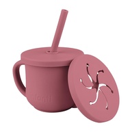 Copo de Silicone com Canudo Infanti Snack Piccolo Rosa - Seguro, Prático e Versátil - imagem 1