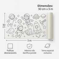Papel Adesivo Infantil Tema Espacial para Colorir - 3m x 30cm - Brinquedo Educativo com Estímulos Astronômicos - imagem 4