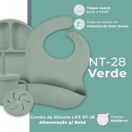 Combo Silicone Life NT-28 Alimentação Infantil Verde - Prato, Tigela, Caneca com Canudo e Talheres - imagem 5