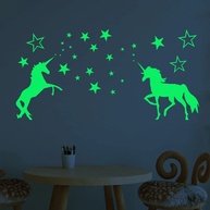 Adesivos Fosforescentes Brilham no Escuro - Unicórnios e Estrelas para Decoração de Quarto Infantil - imagem 1