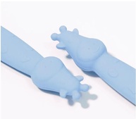 Kit Talheres Infantil Inox e Silicone 2 Peças Azul - Seguro e Ergonômico para Crianças - imagem 2