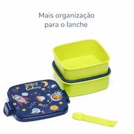 Kit Marmita Infantil com Talheres e Garrafa Canudo - Animais no Espaço - imagem 4