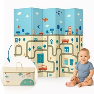 Tapete Infantil Emborrachado Dobrável 2x1,5m - Tatame Dupla Face 6mm com Estampa Educativa Safari e Cidade - imagem 1