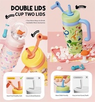 Copo de Fonte de Baleia com Isolamento - 710ml ou 350ml - Aço Inox com Canudo e Design Infantil Fofinho - imagem 3
