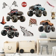 Adesivos de Parede Monster Truck para Decoração Infantil - Tema de Corrida Retro para Quarto de Meninos - imagem 2