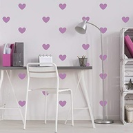 Adesivo de Parede Infantil Coração Lilás - Kit com 55 Peças para Decoração Divertida - imagem 2