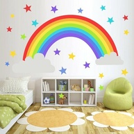 Adesivo de Parede Infantil Estrelas Arco-Íris - Decoração Divertida e Impermeável para Quartos de Crianças - imagem 3