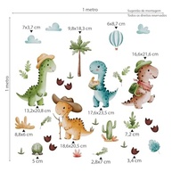 Adesivo de Parede Dinossauros Safari Infantil - Kit com 32 Unidades para Decoração do Quarto - imagem 3