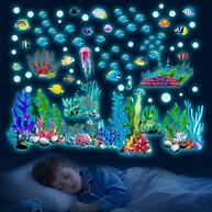 Adesivos de Parede Subaquáticos que Brilham no Escuro - Oceano Encantador para Quarto Infantil - imagem 1
