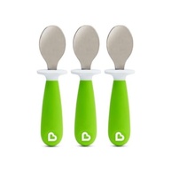Munchkin Conjunto de 3 Colheres de Inox Ergonômicas para Bebês - Design Infantil Verde - imagem 2