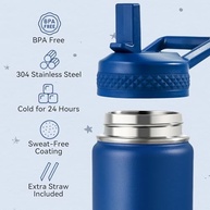 Garrafa de Água Infantil Isolada 340ml com Canudo - Aço Inox 304, Sem BPA, à Prova de Vazamento - imagem 5