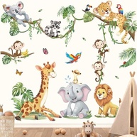 Adesivos de Parede Safari com Animais e Folhas Tropicais - Decoração Infantil e Berçário - imagem 4