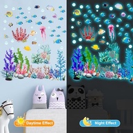 Adesivos de Parede Subaquáticos que Brilham no Escuro - Oceano Encantador para Quarto Infantil - imagem 4