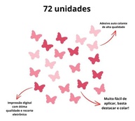 Adesivo de Parede Infantil 72 Borboletas Rosa - Decore o Quarto da Menina com Magia! - imagem 4