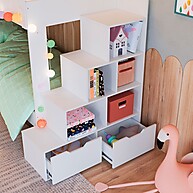 Beliche com 4 Gavetas e Escada Branco – Espaço e Estilo no Quarto Infantil - imagem 2