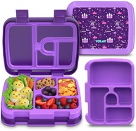 YOLAY Bento Box Infantil 5 Compartimentos - Design Princesa Roxo | Lancheira Divertida e Saudável - imagem 1