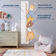 Adesivo Infantil Régua de Crescimento Bichinhos da Savana - Lavável, Seguro e Fácil Aplicação para Quarto de Bebê - imagem 5