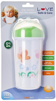 Love Copo Térmico Infantil com Bico Plástico Borboleta - Branco | Seguro, Estiloso e Livre de BPA - imagem 1