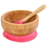 Tigela Infantil de Bambu com Ventosa Rosa - Turminha Guará | Segura e Saudável para as Refeições do Bebê - imagem 3
