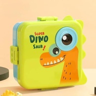 Lancheira Infantil Super Dino - 2 Compartimentos, 6 Divisórias, Mini Pote, Verde e Azul - imagem 3