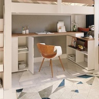 Cama Alta Infantil/Juvenil Star Plus Office Multifuncional - Design Moderno em Madeira Originals Branco/Montana - imagem 5