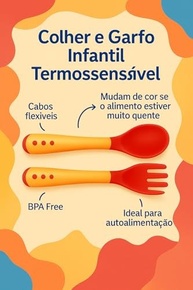 Talheres Infantis Silicone Termossensível Rosa - Kit Colher e Garfo Seguro para Bebês - imagem 5