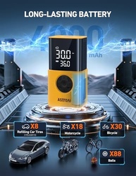 Inflador de Pneu AstroAI L7S Portátil: Compressor de Ar Sem Fio com Display Digital Duplo, 150 PSI e Luz LED - imagem 4