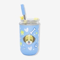 Copo Neo com Canudo 300ML Amo Dogs Azul – Aço Inox, Canudo e Tampa de Pressão para Pet Lovers - imagem 2