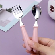 Kit Talheres Infantil em Aço Inox com Estojo Rosa - Segurança e Saúde na Alimentação do Bebê - imagem 3