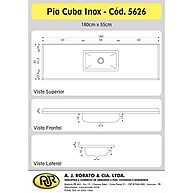 Pia de Cozinha 180cm: Mármore Sintético Cinza + Inox - imagem 2