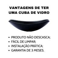 Cuba de Vidro Chanfrada 47cm + Válvula Click Inox - imagem 2