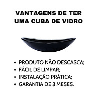 Cuba Oval de Vidro Canoa com Válvula Click Inox - imagem 2