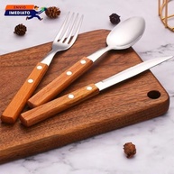 Conjunto de Talheres em Aço Inox com Cabo de Madeira – 48 Peças Premium - imagem 5